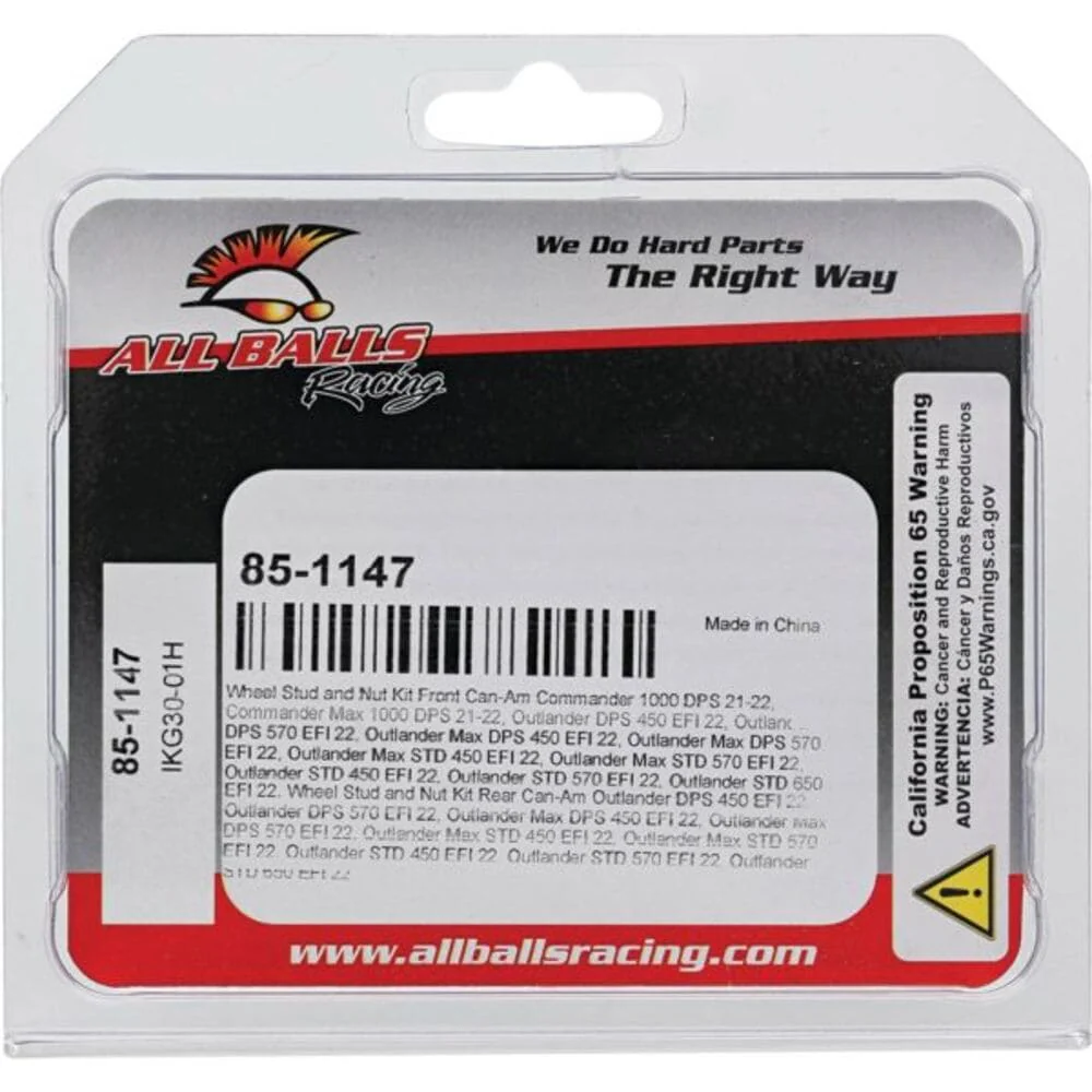 All Balls Racing Can-Am Commander 1000R Front Wheel Stud Kit - Image 4