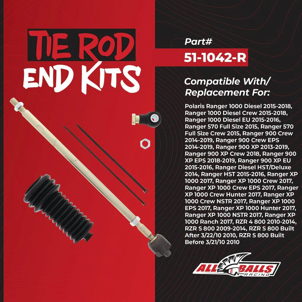 All Balls Racing Polaris Ranger Crew XP 900 Right Tie Rod End Kit - Image 2