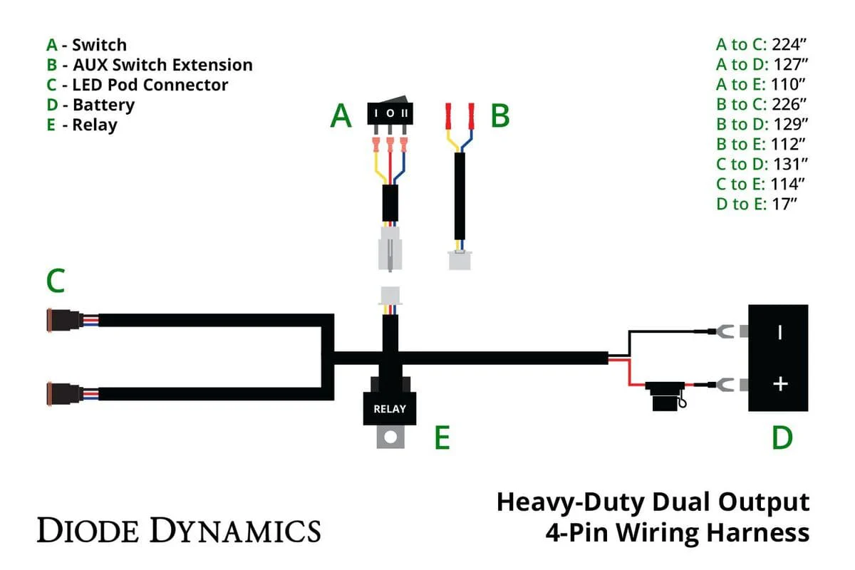 Diode Dynamics Heavy Duty 4-Pin Dual Output Harness Wiring - Image 4