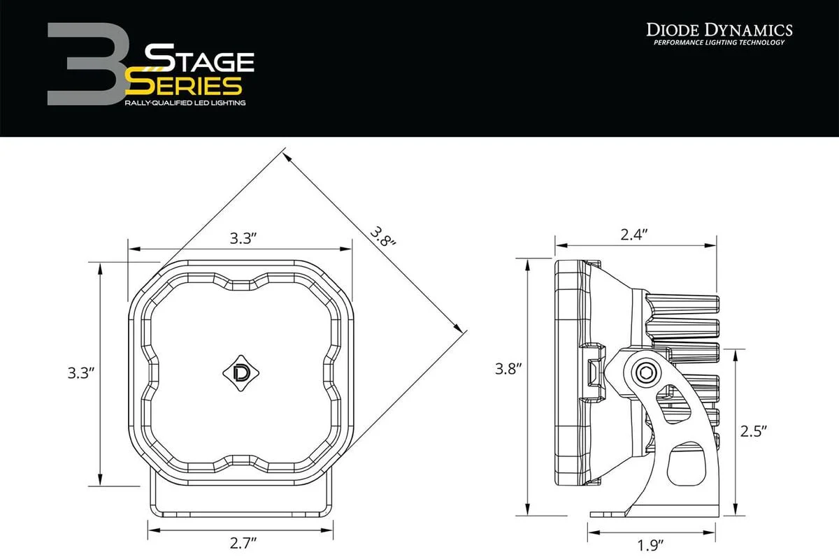 Diode Dynamics Stage Series 3” SAE/DOT White Pro LED Pod - Pair - Image 7