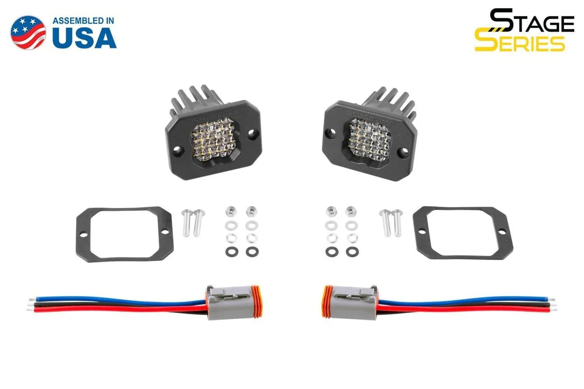 Diode Dynamics Stage Series C1 White Pro Flush Mount LED Pod - Pair