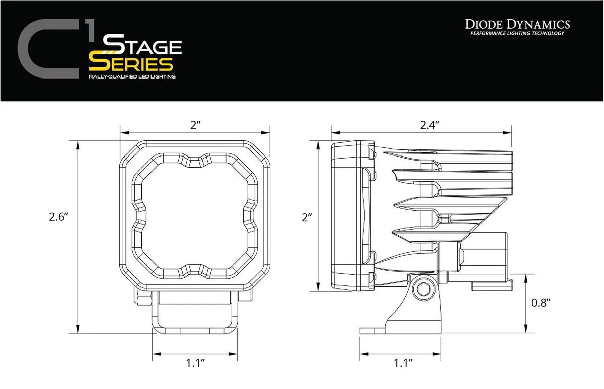 Diode Dynamics Stage Series C1 Yellow Pro Standard LED Pod - Pair - Image 7