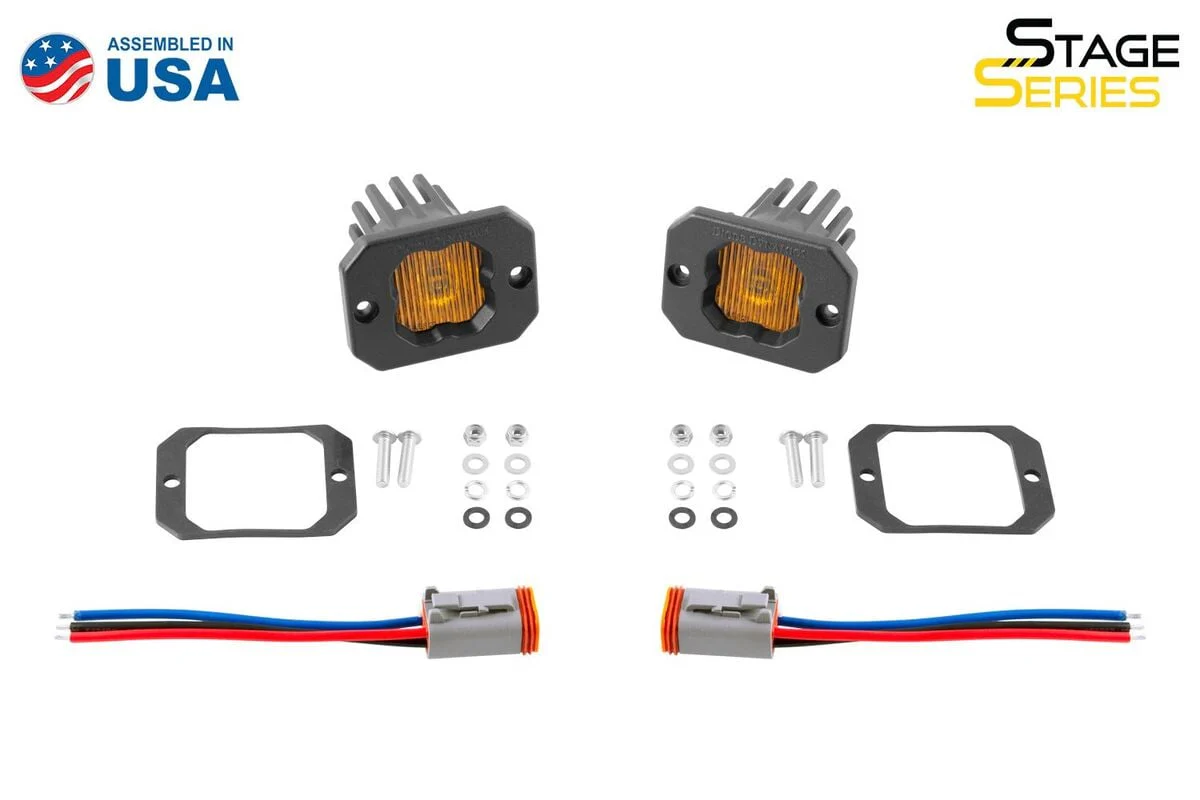 Diode Dynamics Stage Series C1 Yellow SAE Fog Flush Mount LED Pod - Pair