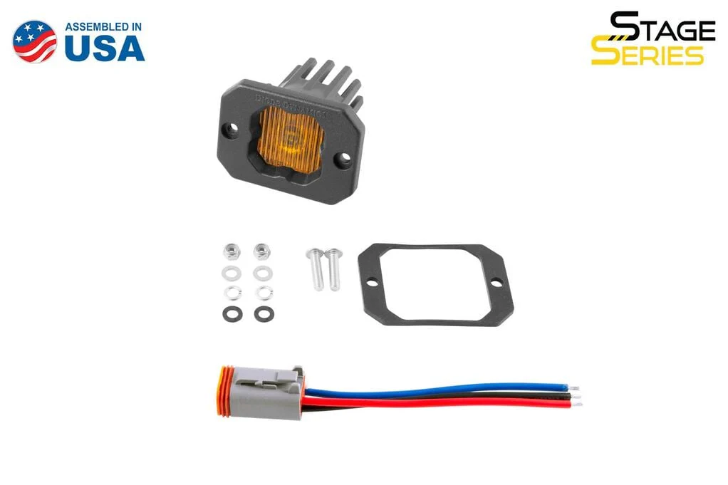 Diode Dynamics Stage Series C1 Yellow SAE Fog Flush Mount LED Pod - Single