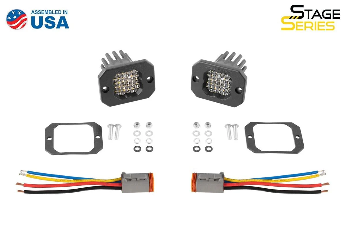 Diode Dynamics Stage Series C1R White Flood Flush Mount LED Pod - Pair