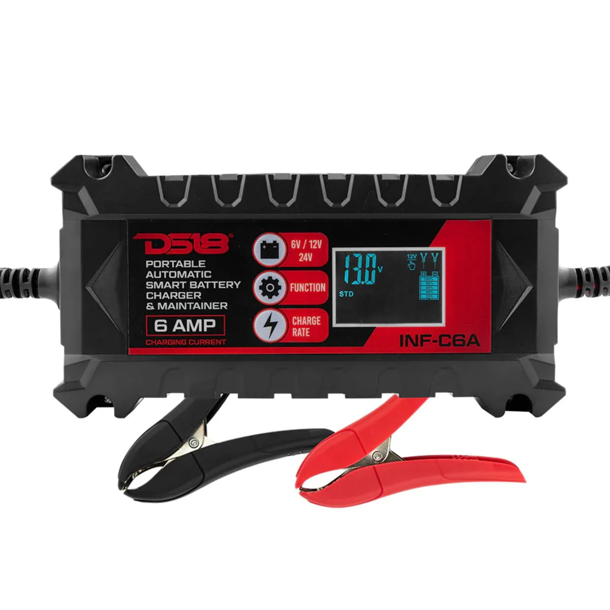 DS18 6 AMP Automatic Smart Lithium & AGM Car Battery Charger & Maintainer