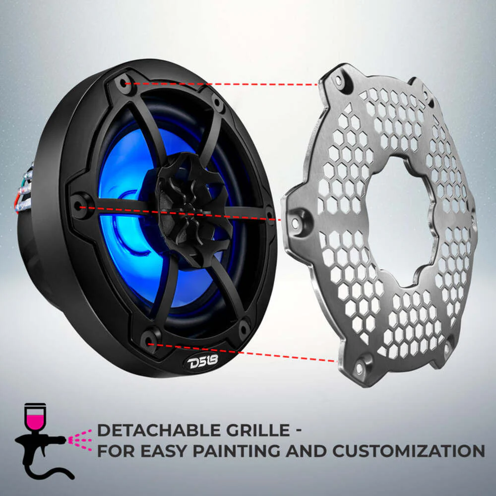 DS18 NXL 6.5" 2-Way Coaxial Marine Speaker w/ 100 Watts RMS 4-Ohm RGB LED Lights - Image 11