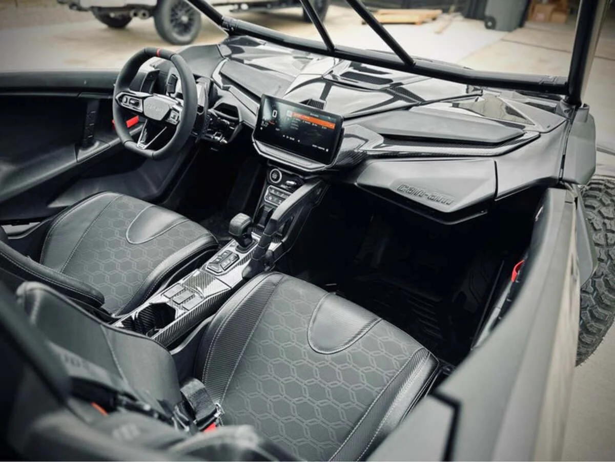 Fourwerx Can-Am Maverick R Carbon Fiber Front Center Console - 2 Piece - Image 3