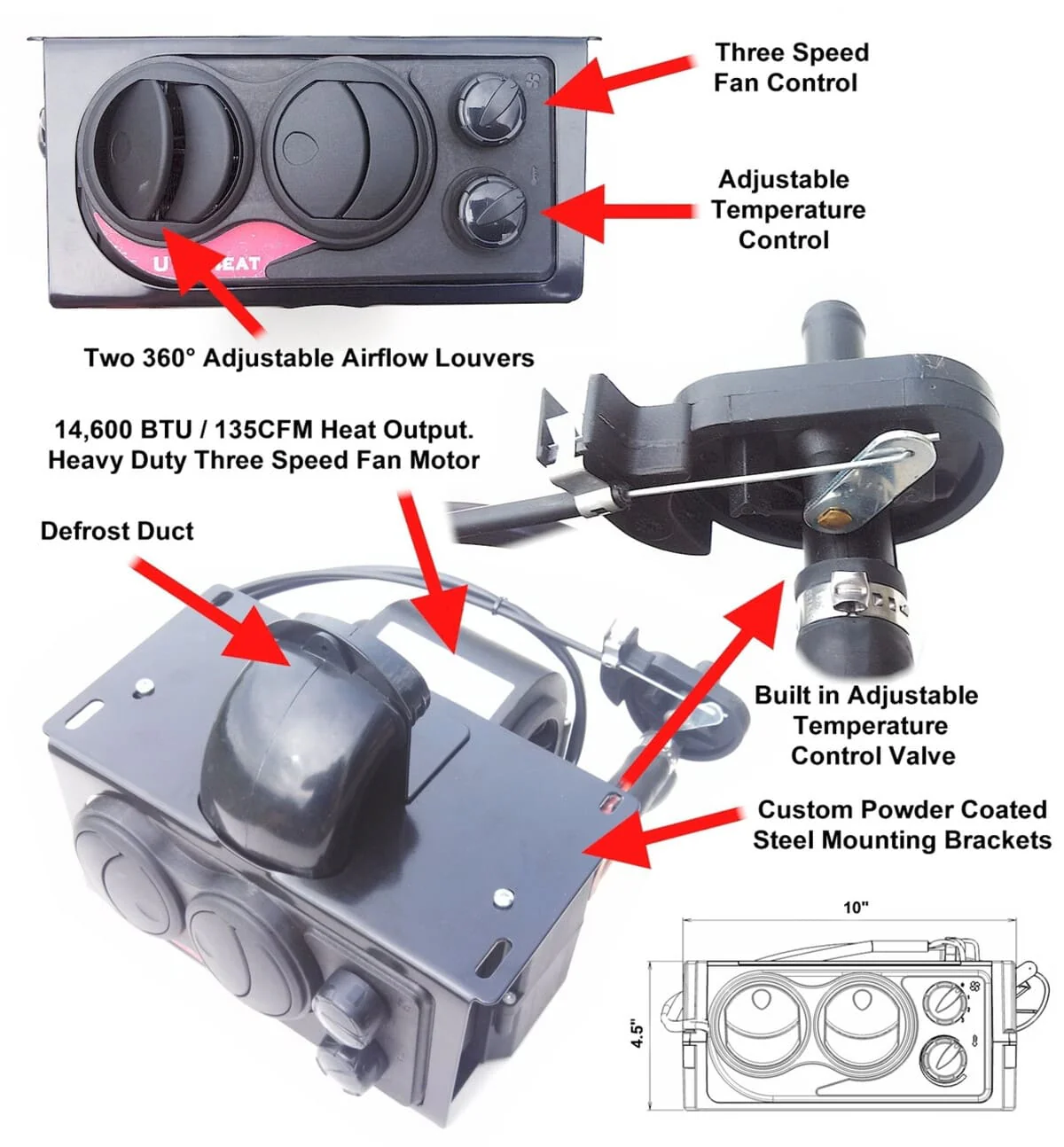 Ice Crusher Heaters '09-'14 Arctic Cat Prowler 550 Cab Heater - Image 3