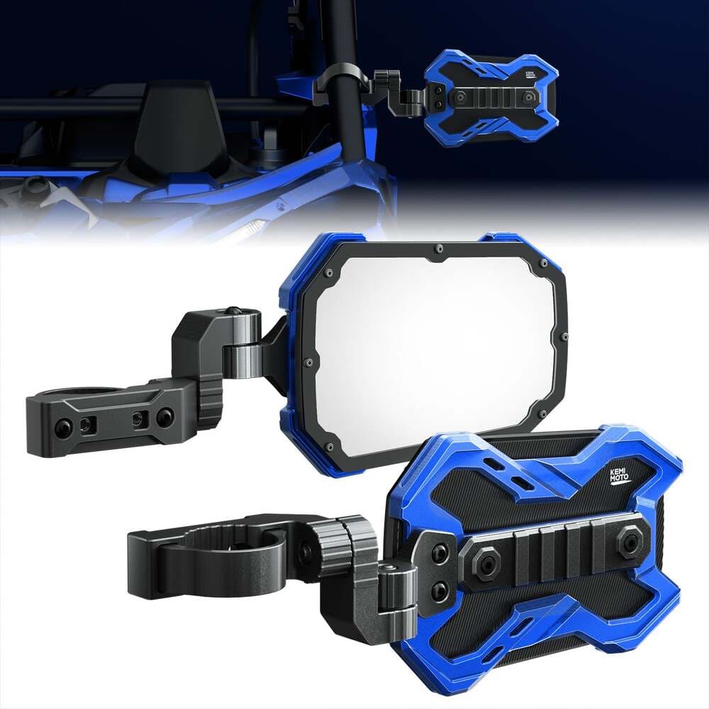 Kemimoto 1.65-2 Inch Roll Bar CNC UTV X Mirror w/ Integrated Light Mount - 1 Pair - Image 10