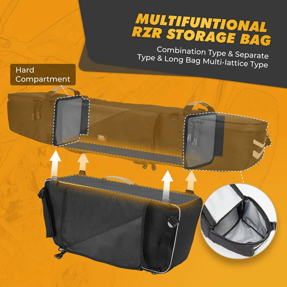 Kemimoto '14-'23 Polaris RZR XP 1000 Upgraded 1680D Rear Cargo Bag - Image 4