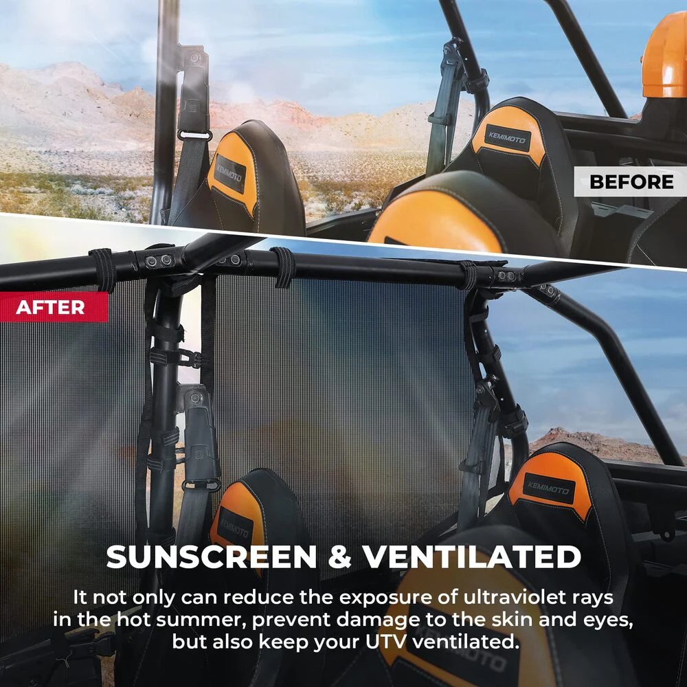 Kemimoto '14-'23 Polaris RZR XP 4 1000 PVC Mesh Window Nets & Door Nets - 4 Door - Image 9