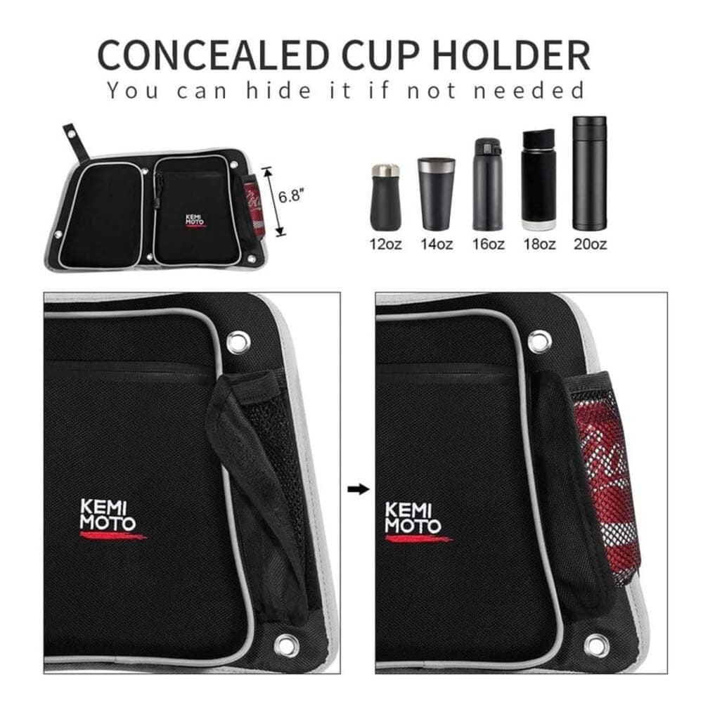 Kemimoto '14-'23 Polaris RZR XP 4 1000 Rear Door Bags w/ Knee Pad - Image 4
