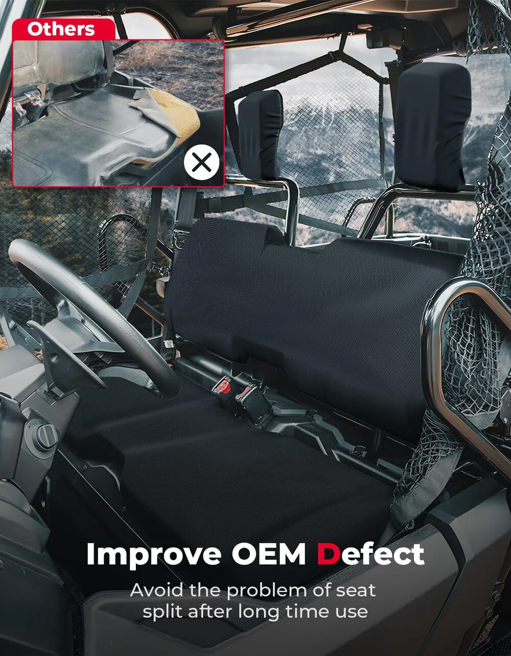 Kemimoto '14-'24 Honda Pioneer 700 Seat Covers - Black - Image 5