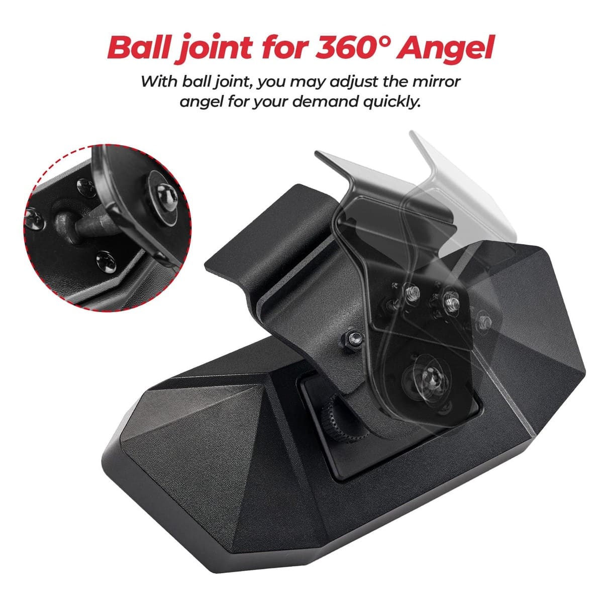 Kemimoto '15-'23 Polaris Ranger Rear View Mirror - Image 7