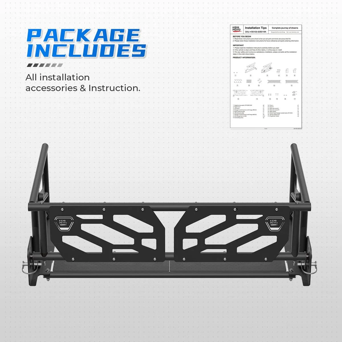 Kemimoto '16-'24 Honda Pioneer 1000-5 Rear Cargo Bed Extender - Image 6
