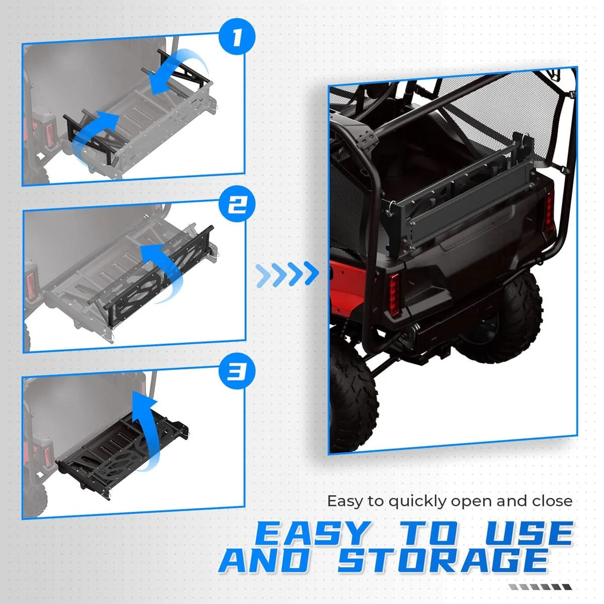 Kemimoto '16-'24 Honda Pioneer 1000-5 Rear Cargo Bed Extender - Image 8