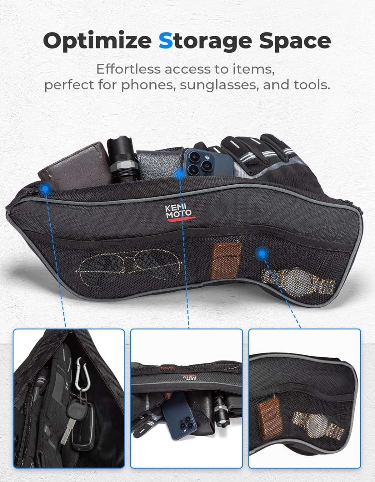 Kemimoto '16-'24 Polaris General 1000/4 1000 Front Upper Door Bags - 2PCS - Image 7