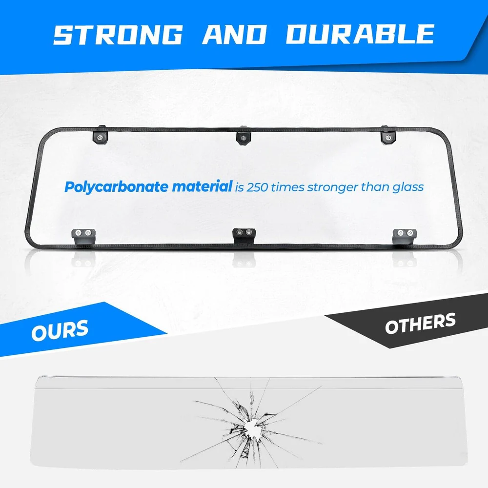 Kemimoto '16-'24 Polaris General 1000/4 Rear Windshield Clear - Image 6