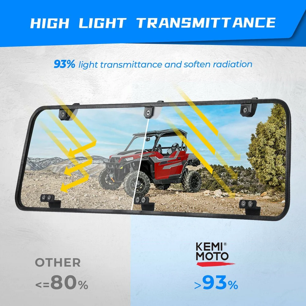 Kemimoto '16-'24 Polaris General 1000/4 Rear Windshield Clear - Image 8