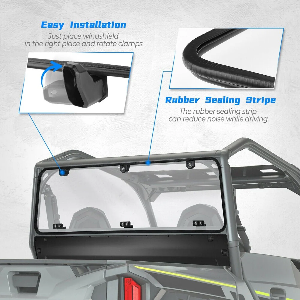 Kemimoto '16-'24 Polaris General 1000/4 Rear Windshield Clear - Image 9