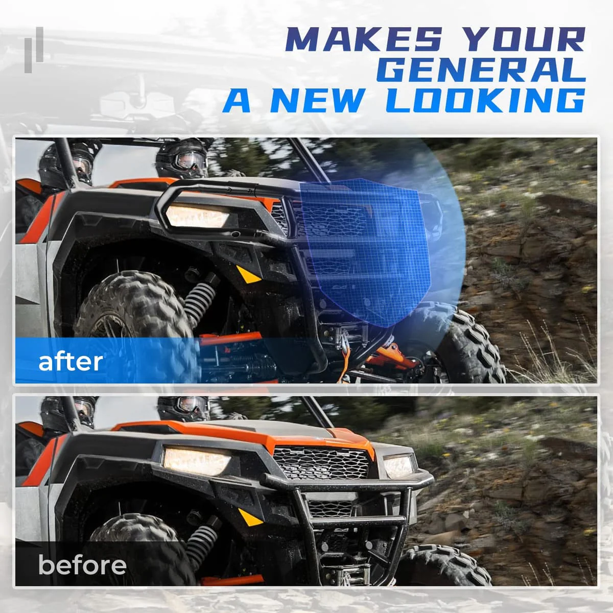 Kemimoto '16-'24 Polaris General 1000 Front Upper Bumper - Image 3