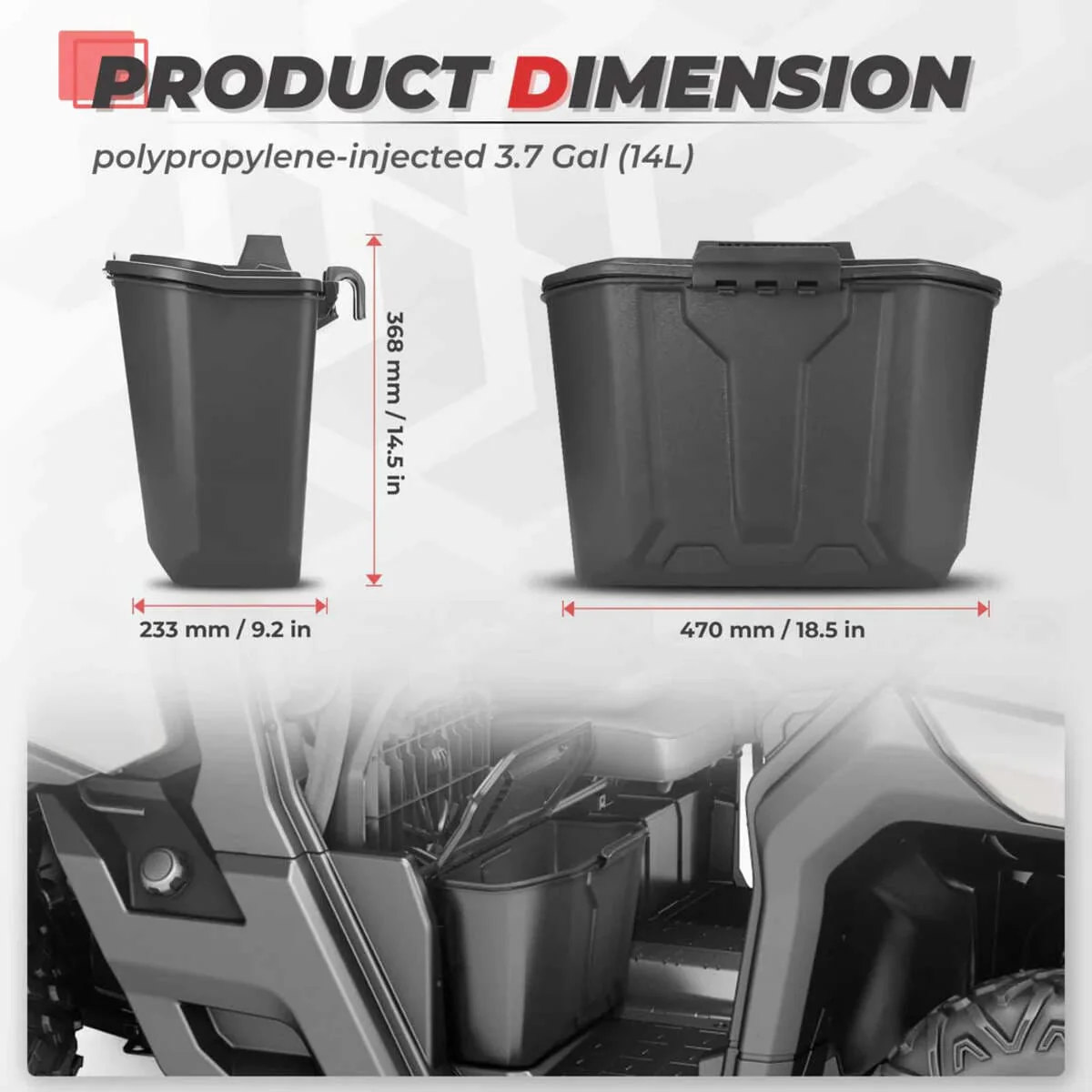 Kemimoto '17-'22 Can-Am Defender Removable & Center Underseat Storage Box - Image 2