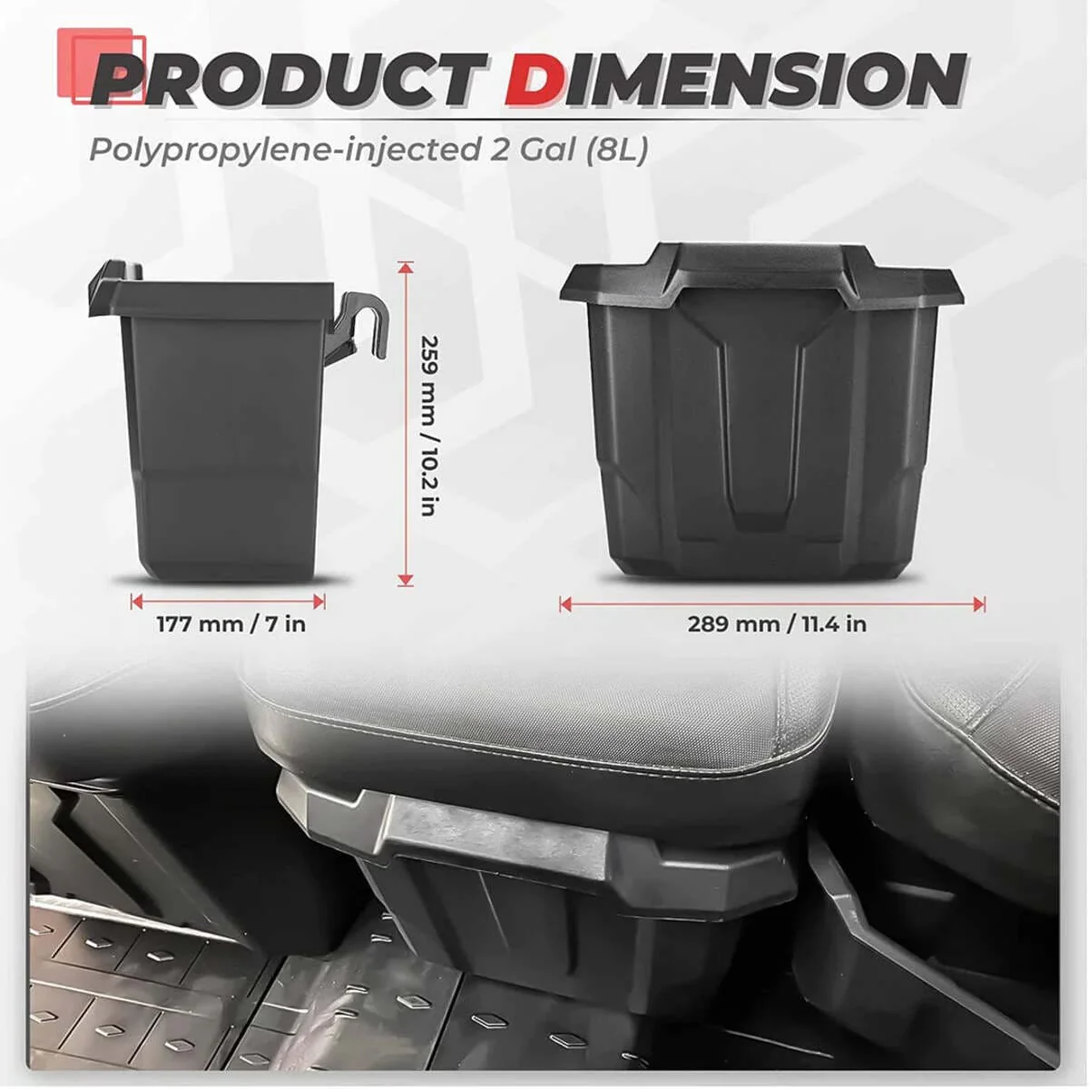Kemimoto '17-'22 Can-Am Defender Removable & Center Underseat Storage Box - Image 4