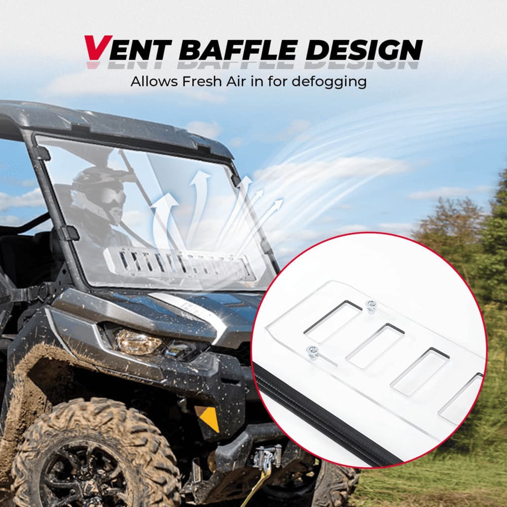 Kemimoto '17-'24 Can-Am Defender HD 5/8/10 Front Vented Full Windshield - Image 3