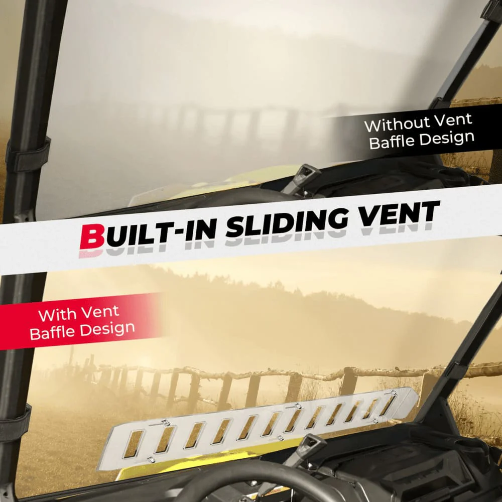 Kemimoto '17-'24 Can-Am Defender HD 5/8/10 Front Vented Full Windshield - Image 4