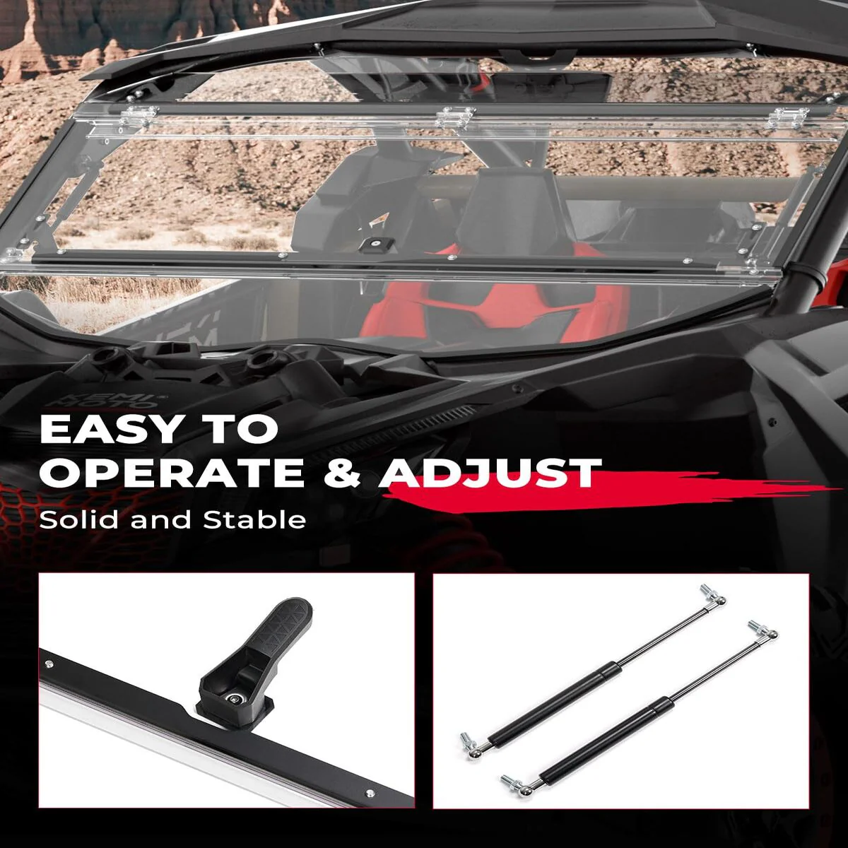 Kemimoto '17-'24 Can-Am Maverick X3 Upgraded Scratch Resistant Flip Windshield - Image 8