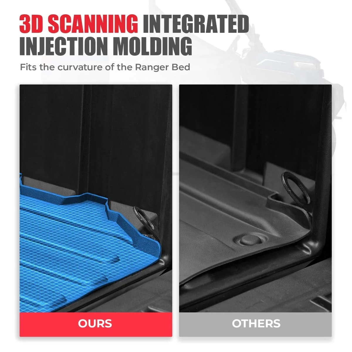 Kemimoto '18-'24 Polaris Ranger Crew XP 1000 Bed Mat Cargo Liner - Image 5
