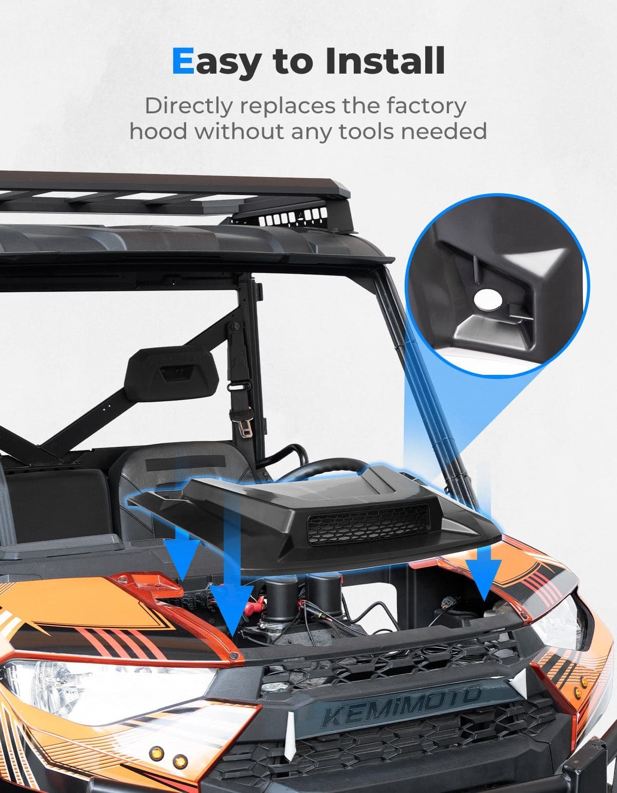 Kemimoto '18-'24 Polaris Ranger XP 1000/Crew Hood Scoop - Image 7