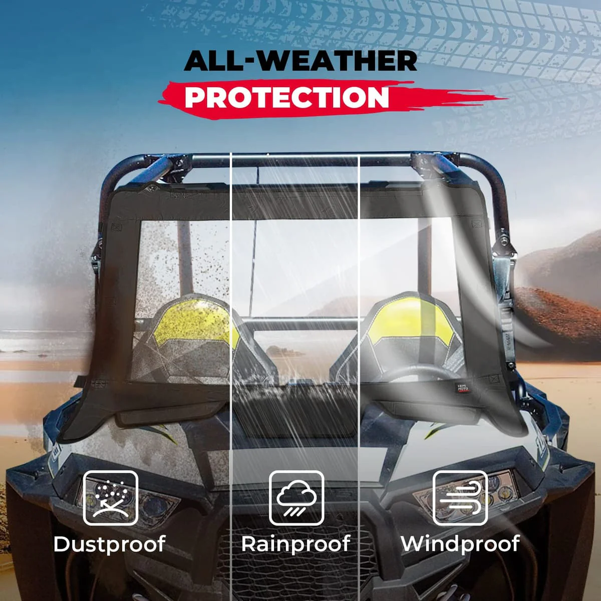 Kemimoto '19-'23 Polaris RZR XP 4 1000 Upgrate UTV Front Soft Clear Windshield - Image 5