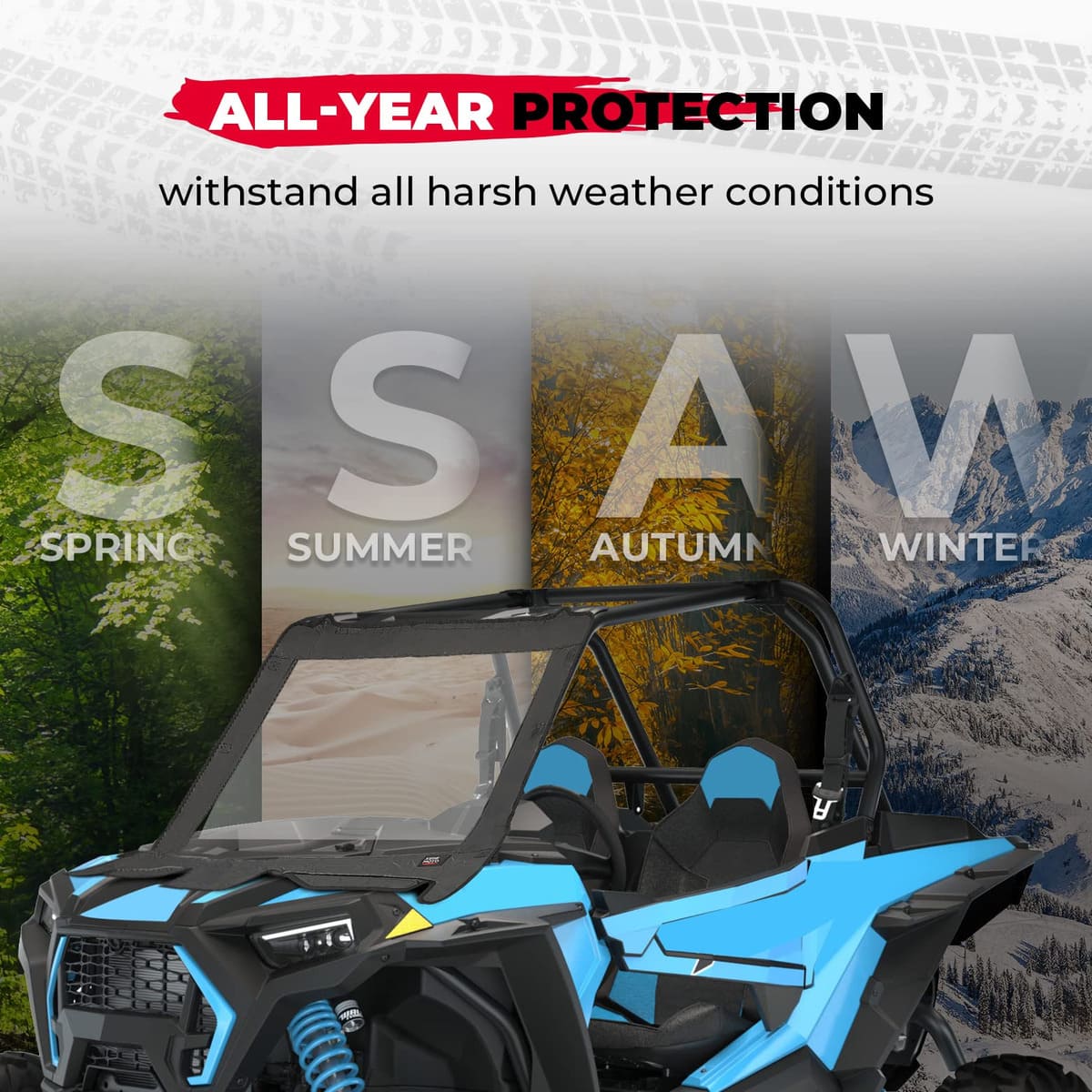 Kemimoto '19-'23 Polaris RZR XP 4 1000 Upgrate UTV Front Soft Clear Windshield - Image 6