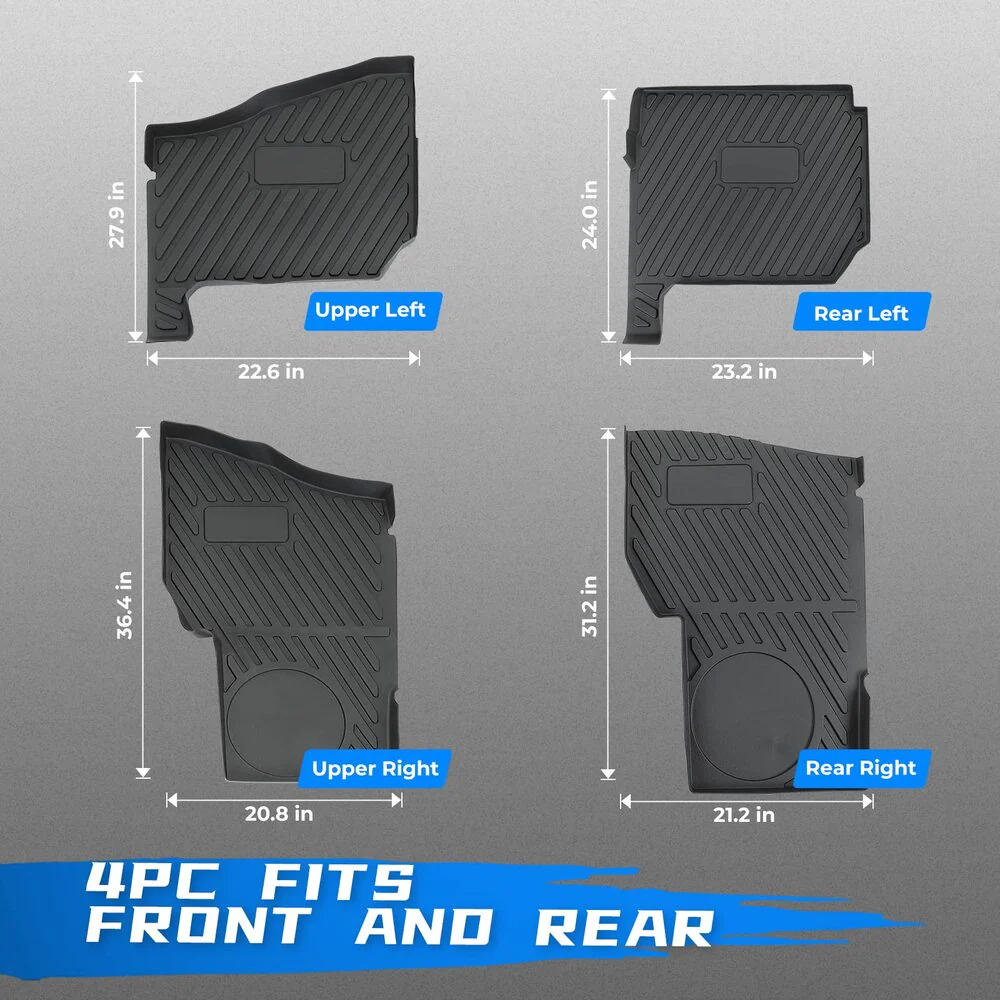 Kemimoto '19-'24 Polaris Ranger Crew XP 1000 Floor Mats - 4 Pcs - Image 6