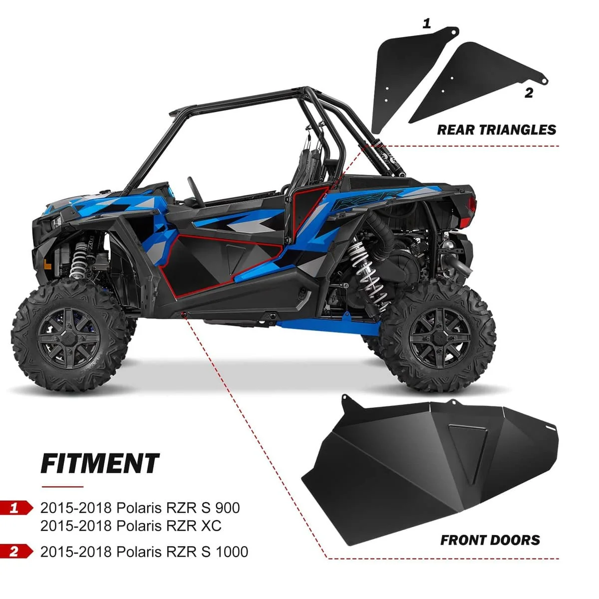 Kemimoto '21-'23 Polaris RZR XP 1000 Lower Door Panel Inserts - Image 4