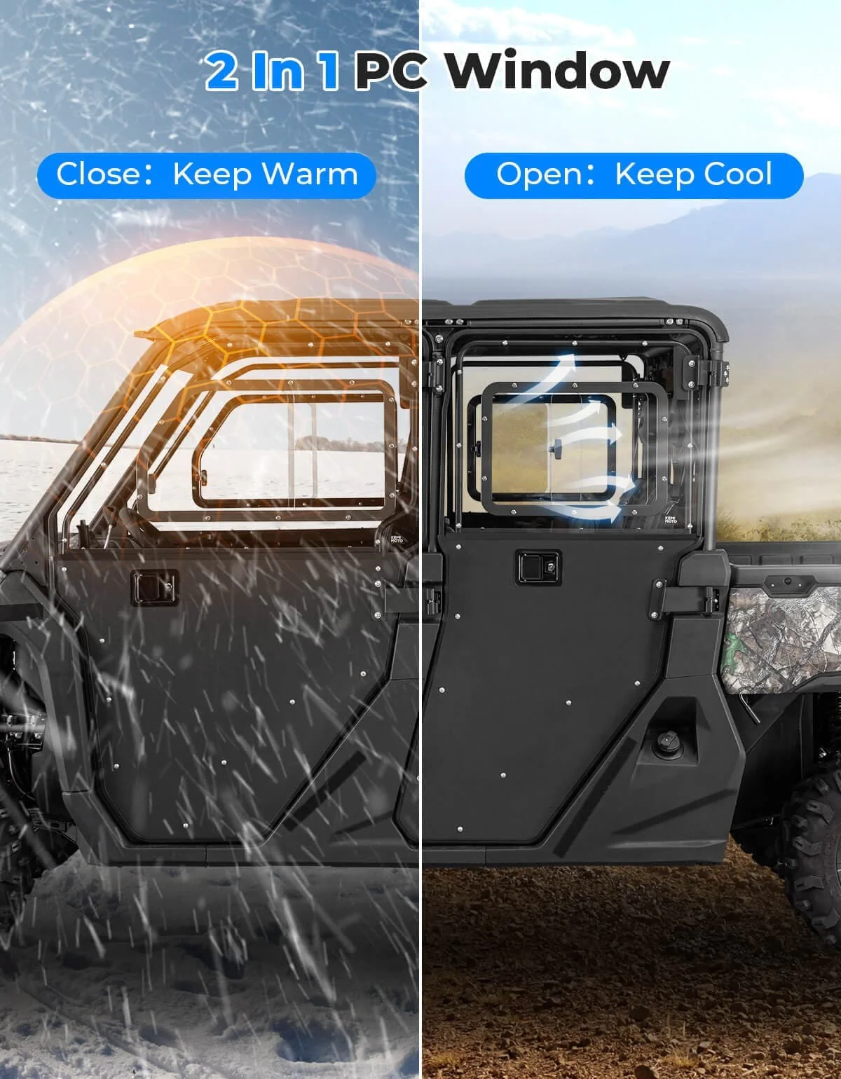 Kemimoto '22+ CFMoto UForce 1000 XL Full Doors with Sliding Window - Image 4