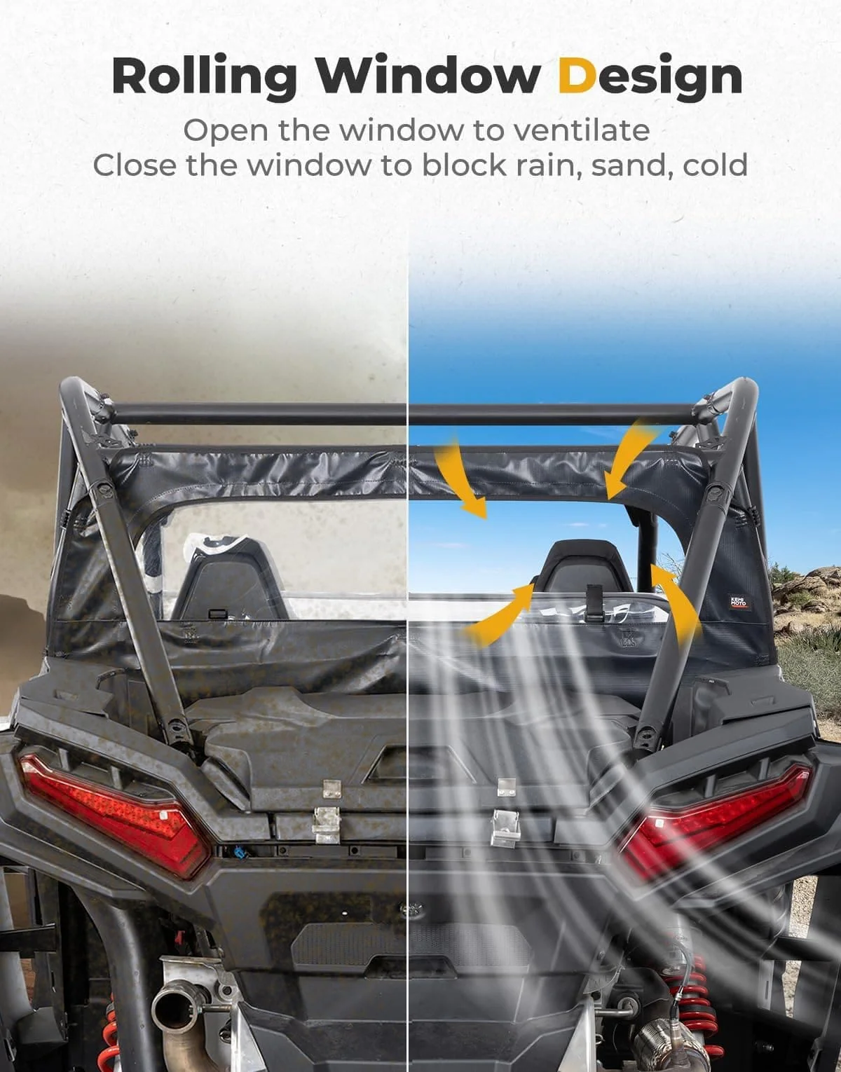 Kemimoto '24-'25 Polaris RZR XP 1000/4 1000 Soft Rear Windshield - Image 8