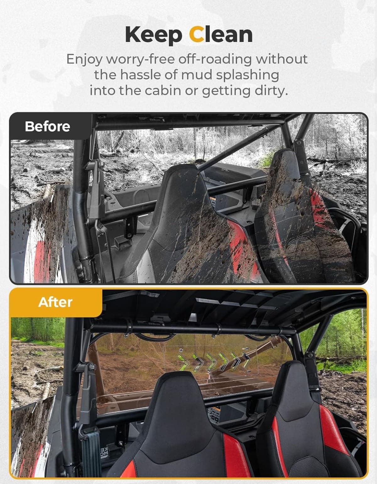 Kemimoto '24+ Polaris RZR XP 1000 Tinted Rear Windshield - Image 3
