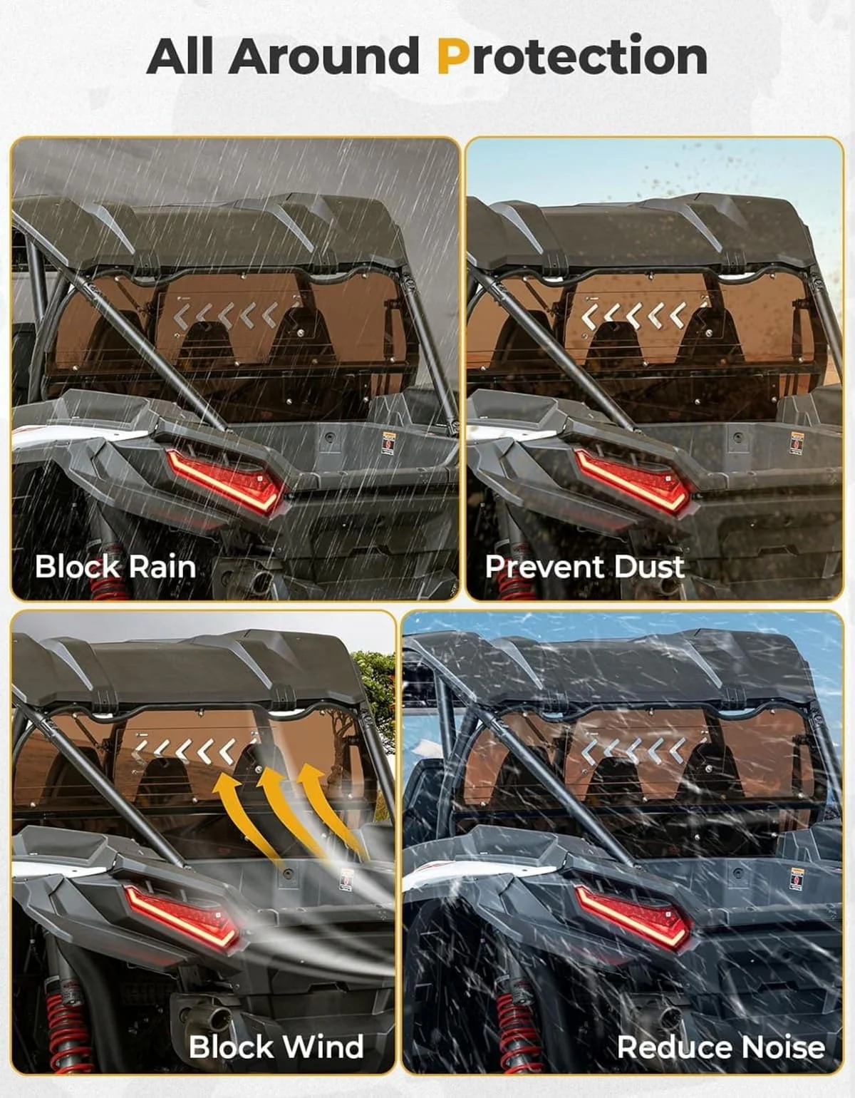 Kemimoto '24+ Polaris RZR XP 1000 Tinted Rear Windshield - Image 6