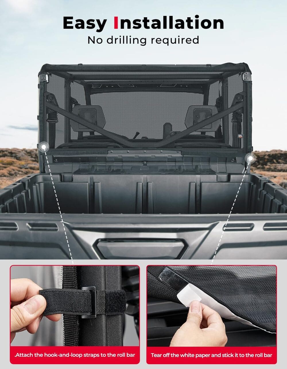 Kemimoto Can-Am Defender Rear Ventilated Window Nets - Image 2