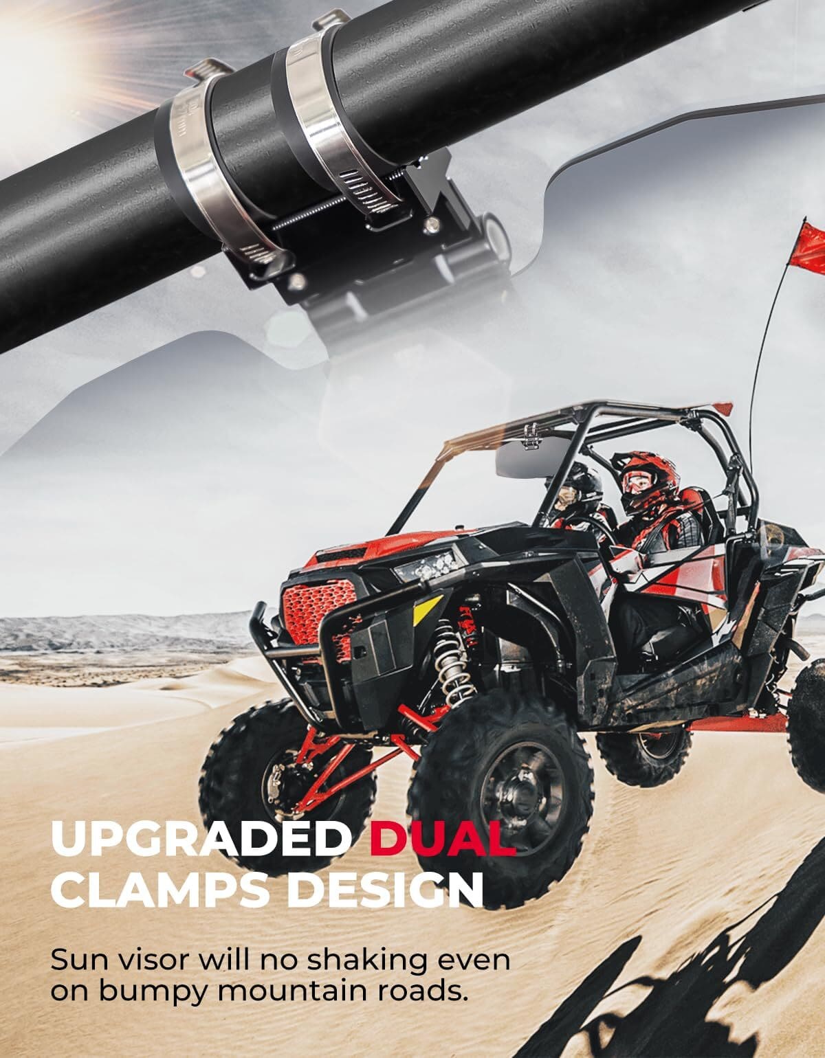 Kemimoto Can Am Maverick 1.5"-2" Roll Bars UTV Sun Visor Side X Side w/Windshield - Image 8