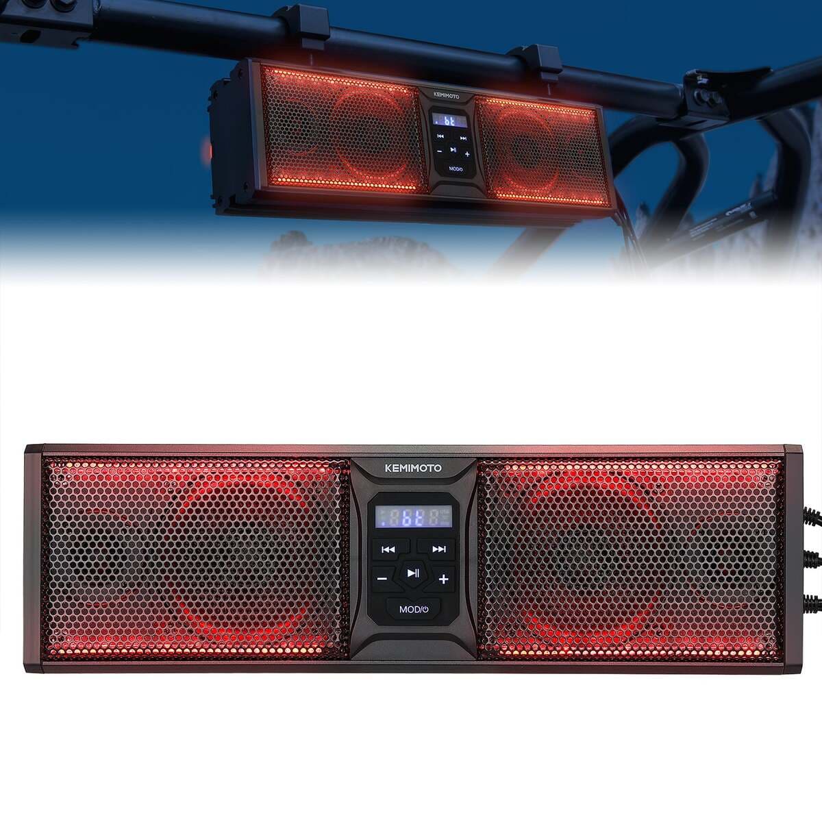 Kemimoto 16" RGB Universal Sound Bar w/ 1.75-2.25" Roll Bar