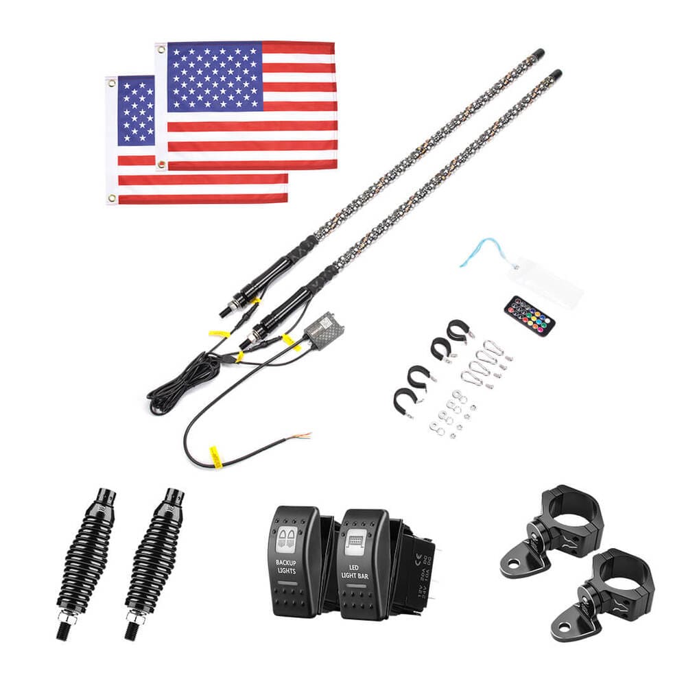 Kemimoto Can-Am Maverick X3 4FT 2Pcs Spiral Whip Light Bluetooth Control - Image 6