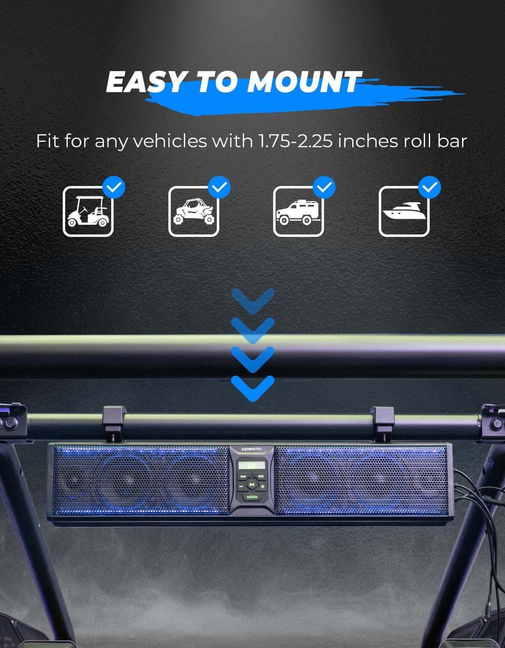 Kemimoto Can-Am Maverick X3 6 Speaker 26" RGB Bluetooth Sound Bar - Image 5