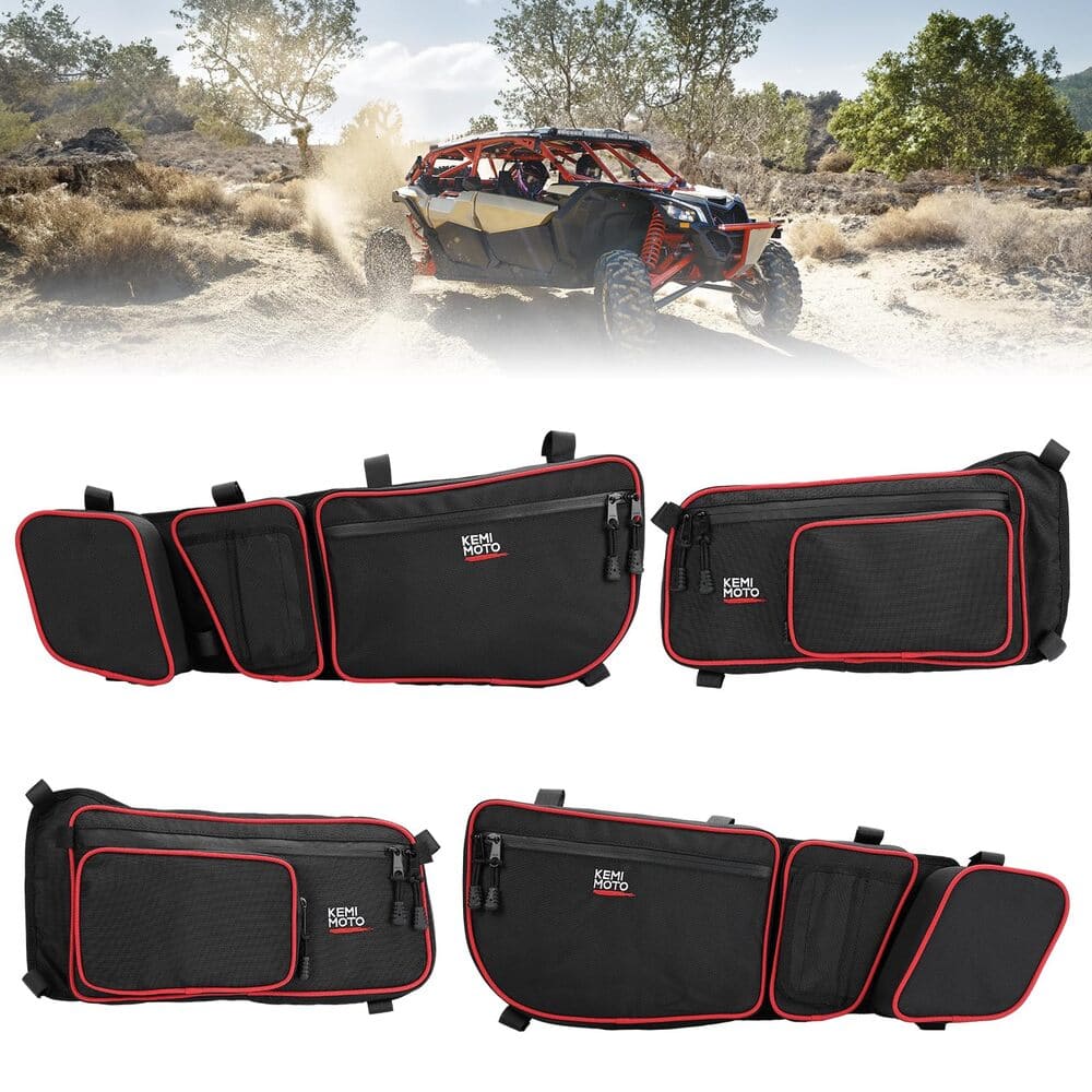 Kemimoto Can-Am Maverick X3 Max Front & Rear Door Bags - Red - Image 2