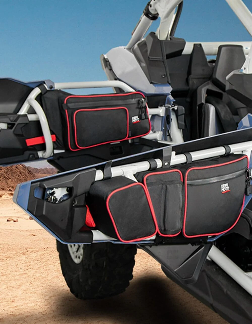 Kemimoto Can-Am Maverick X3 Max Front & Rear Door Bags - Red - Image 3