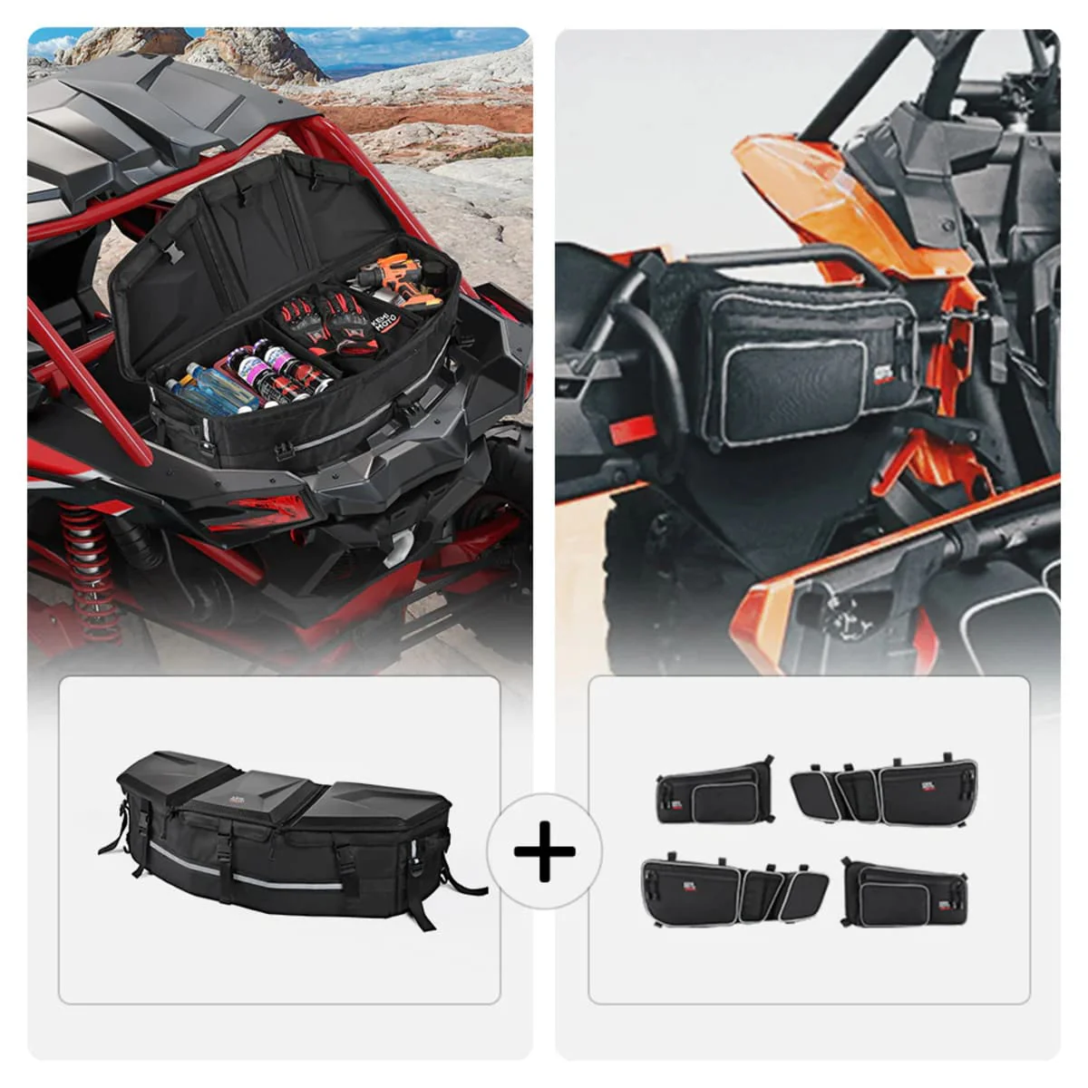 Kemimoto Can-Am Maverick X3 Max Rear Storage Bag & Door Bags - Image 2