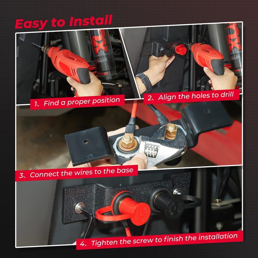 Kemimoto Can-Am Maverick X3 Universal Battery Jump Post Starter Terminal Relocation Kit - Image 9